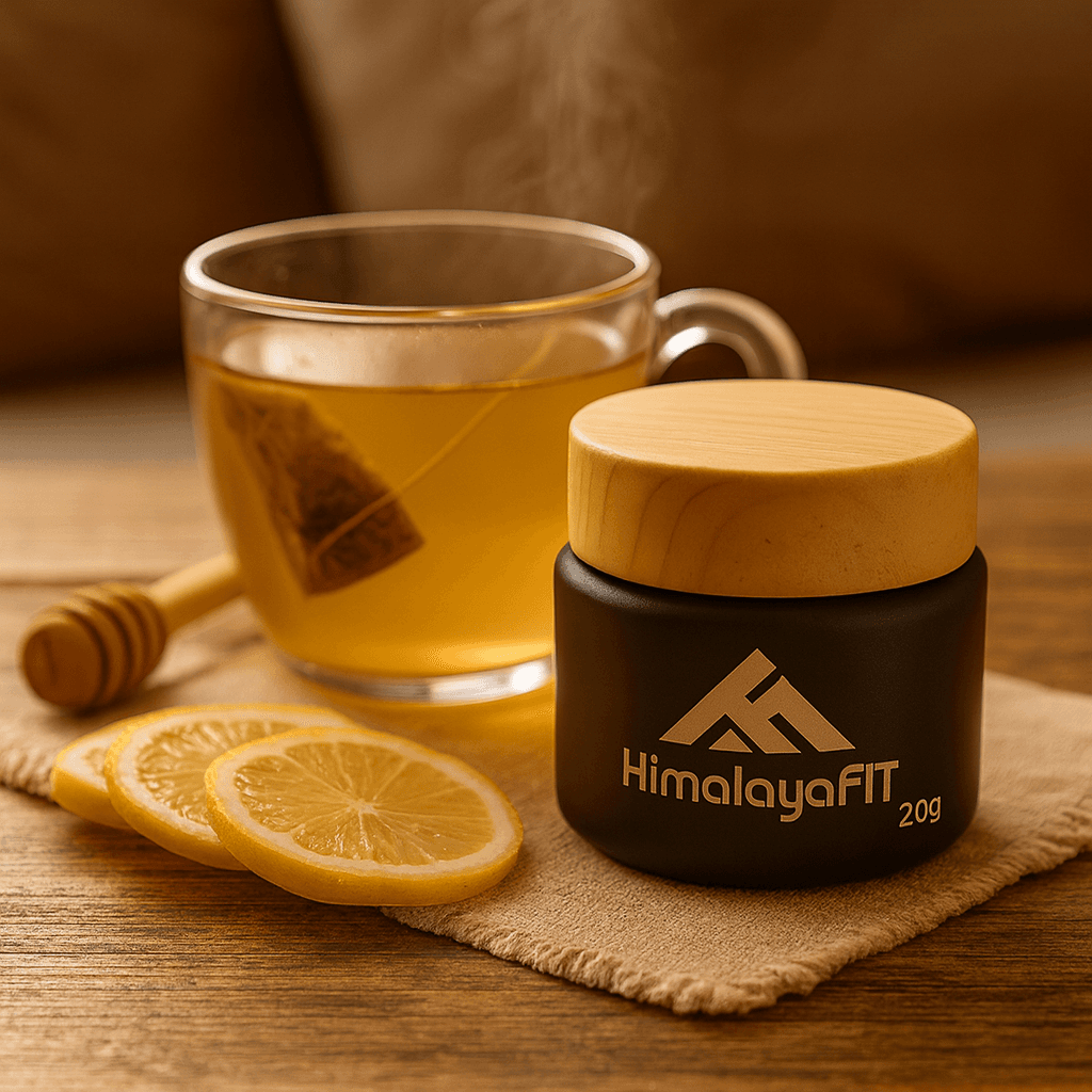 HimalayaFIT Tiegel mit Tee und Zitrone als tägliches Ritual